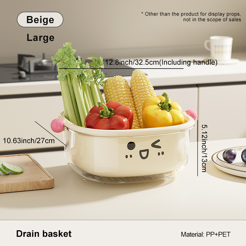 UFORU Wastafel Afvoermand Huishoudelijke Keuken Dubbele Wassen Fruitmand Wassen Groentebak Woonkamer Organizer: Light Grey