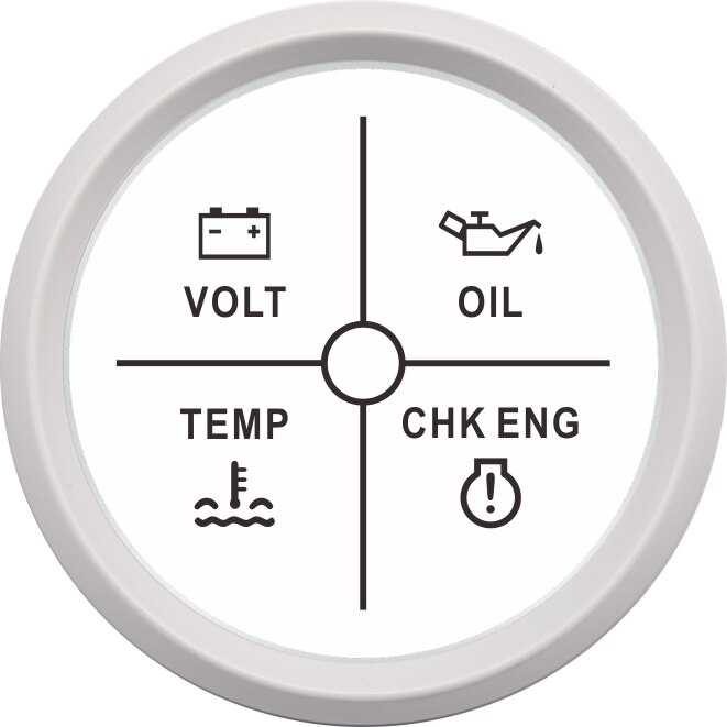 Indicador de alarma para coche y barco medidor de temperatura de 52mm con retroiluminación de 9-32V, indicador de aceite, agua y control del motor, 4 indicador de alarma LED: 800-20052