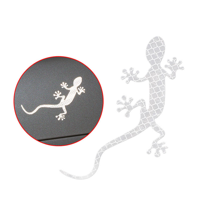 Reflecterende Gecko Sticker Auto Reflecterende Sticker Veiligheid Waarschuwing Mark Body Scratch Blokkeren Stickers 3D Stereo Stickers: WHITE