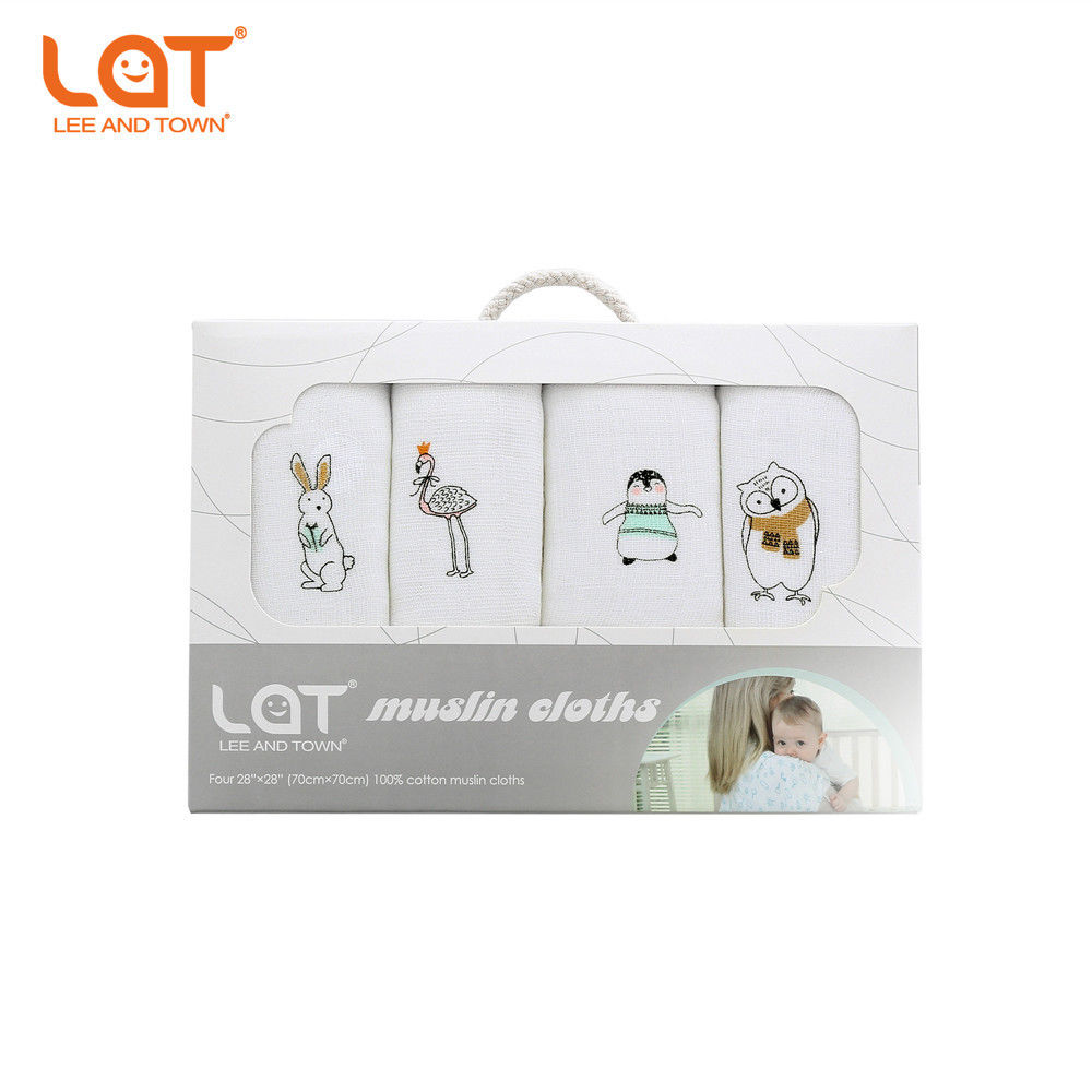 4 Stk/doos Baby Boy Meisjes Pasgeborenen Katoenen Mousseline Vierkante Wasbare Premium Herbruikbare Nappy Luiers Doekjes Bad Doek Handdoek Deken