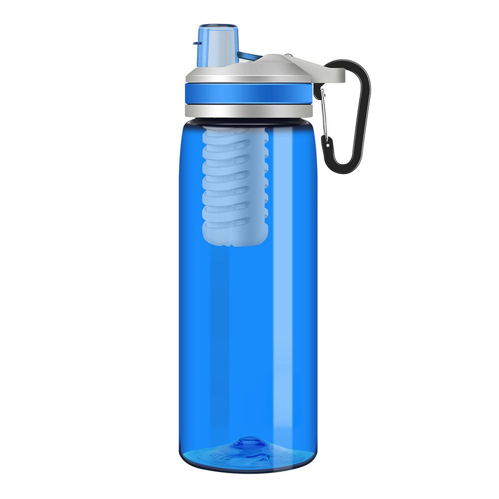Botella de filtro de agua para acampada y senderismo, taza portátil para exteriores, de emergencia, supervivencia, Purificador Portátil, filtro de agua a prueba de fugas: Blue