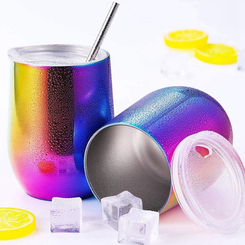 12OZ Stainless Steel Wine Glass, Double Wall Wine Glass, Heat Insulation And Leak-Proof Wine Glass