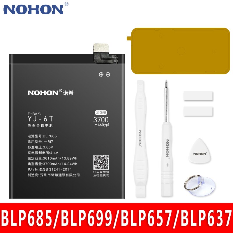 NOHON-batería de litio de repuesto para Oneplus 6T, 7 Pro, 6, 5T, One Plus, BLP685, BLP699, BLP657, BLP637, A6000, A5010