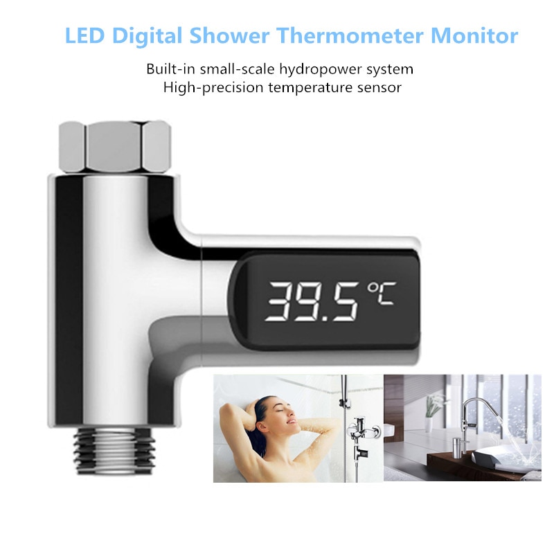 LW - 101 LED Digital Shower Thermometer Monitor Battery Free Real-time Water Temperature Display 360 Degree Rotatable Screen