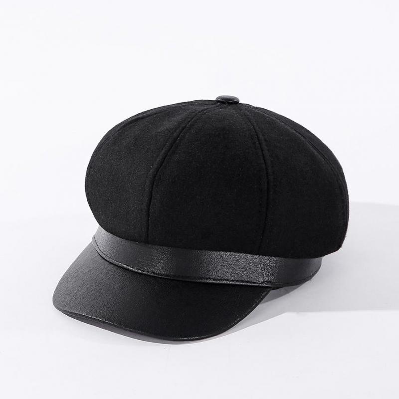 COKK Octagonal Hat Women's Winter Autumn Leather Brim Beret Women Retro British Painter Cap Hats For Women's Cap Gorros