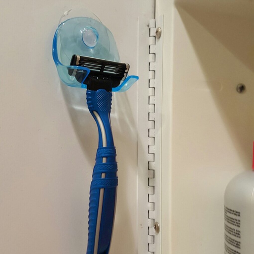 Plastic Wall-mounted Razor Holder Bathroom Shaver Razor Holder Shaver Caps Rack Sucker