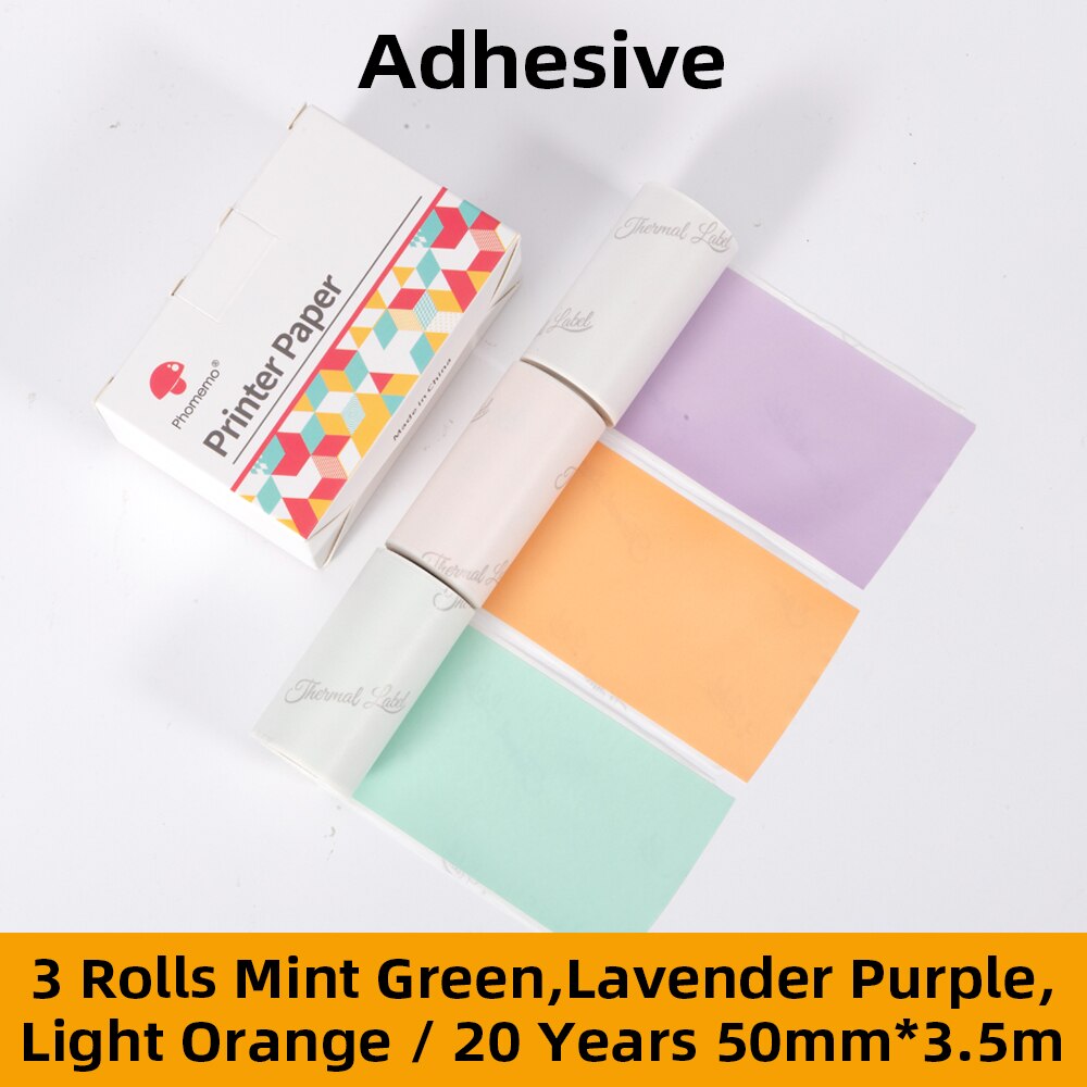 Papel Phomemo Sticky Thermisch Papier Printable Foto Papier Voor M02/M02S/M02Pro Mini Printer: 3color B 20 Years