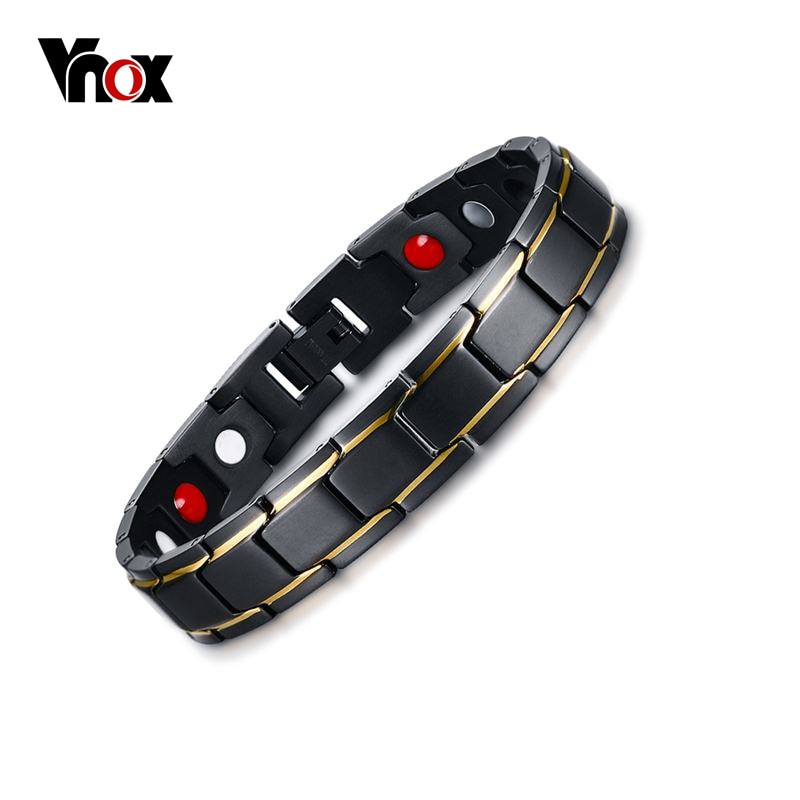 Vnox – Bracelet de thérapie magnétique en titane pur pour hommes, soulagement de la douleur pour l'arthrite et le canal carpien, bijoux pour hommes