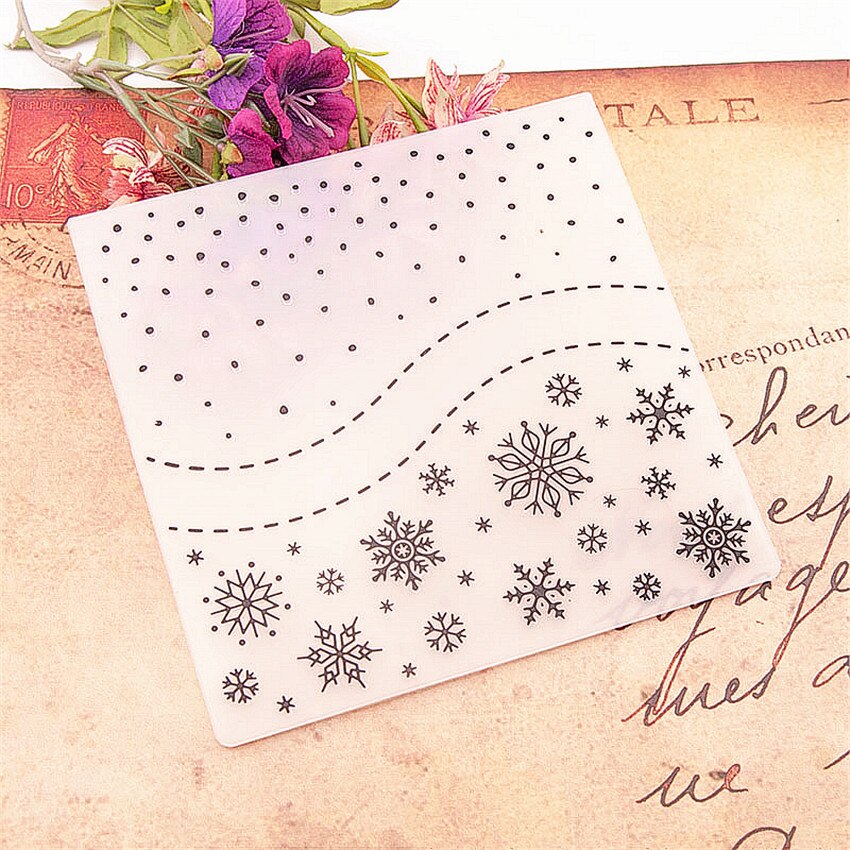 15x15cm Snowflakes Embossing folders Plastic bump Scrapbooking DIY Template Fondant indentation Cake Photo Album Card Make