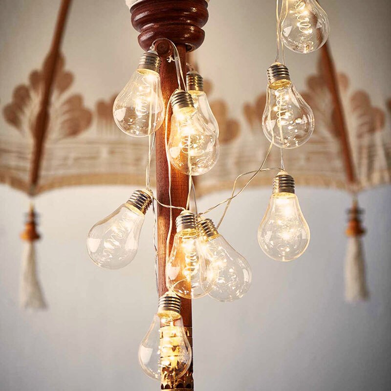 LED Copper Wire Bulb String Lights 10 Retro Bulbs 4M AA Battery Power Home Curtain Fairy Garland String Wedding Party Xmas Decor