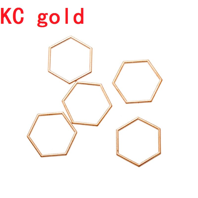 Yuenz 10Pcs 7 Kleur Mini Hexagon Charm Hollow Lijm Blank Hanger Lade Bezel Charms Diy Armband Ketting Handgemaakte Bezel mold: Champagne Gold
