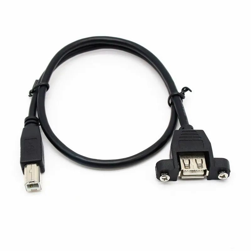 Usb 2.0 Afdrukken Datakabel Met Oren, B Man Naar Een Vrouw, Met Schroefgaten Die Kunnen Worden Bevestigd, Usb Vrouw Naar Mannelijke Printkabel