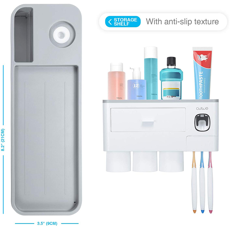 Bathroom Accessories Set Magnetic Adsorption Inverted Toothbrush Holder Automatic Toothpaste Dispenser Squeezer Storage Rack