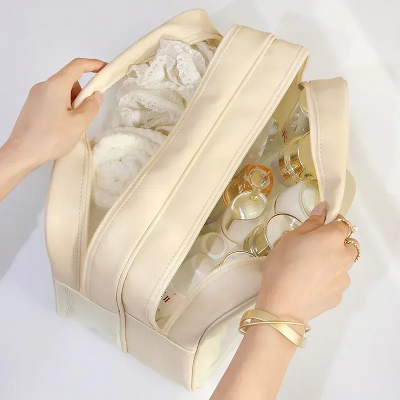 Thick Dry-Wet Separation Partition Toiletry Bag Portable Double-Layer Cosmetic Storage Bag for Travel, Beach, Pool Bathing