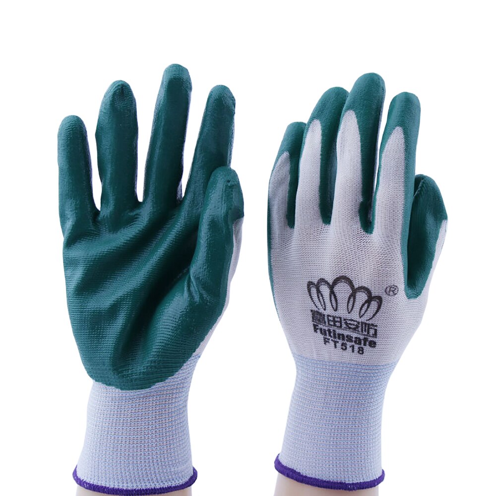 Guantes de látex antideslizantes para limpieza del hogar, manoplas coloridas de nailon resistentes al desgaste, para cultivo de plantas, conducción al aire libre, 1 par: light green