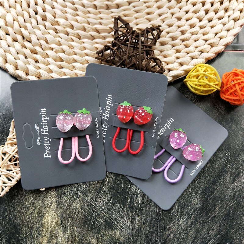 Leuke Sparkling Aardbei Bb Clips Kids Haarspelden Kinderen Hoofddeksels Baby Clips Hoofdtooi Elastische Haarbanden Meisjes Accessoires