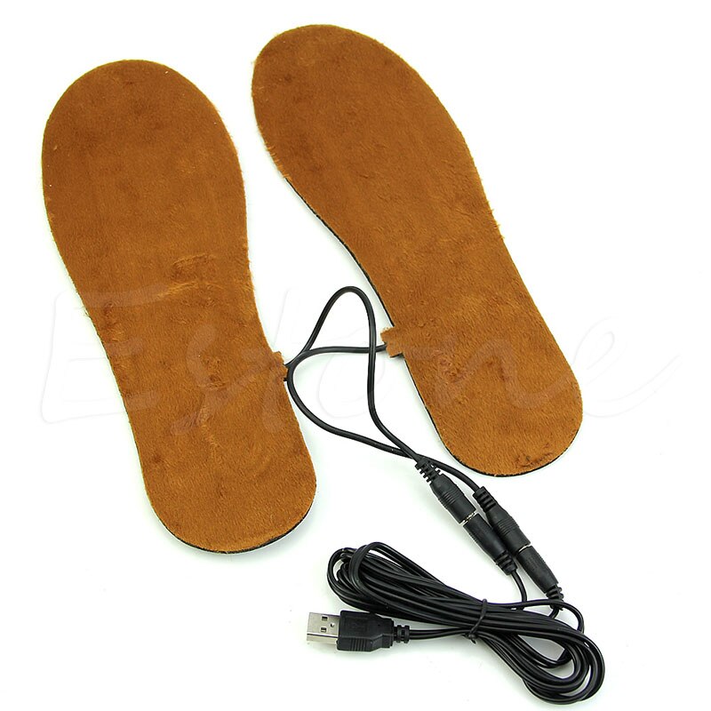 Usb eldrivna uppvärmda sulor för skor stövlar håller fötterna varma solida kvinnor män unisex innersulor 2 färger