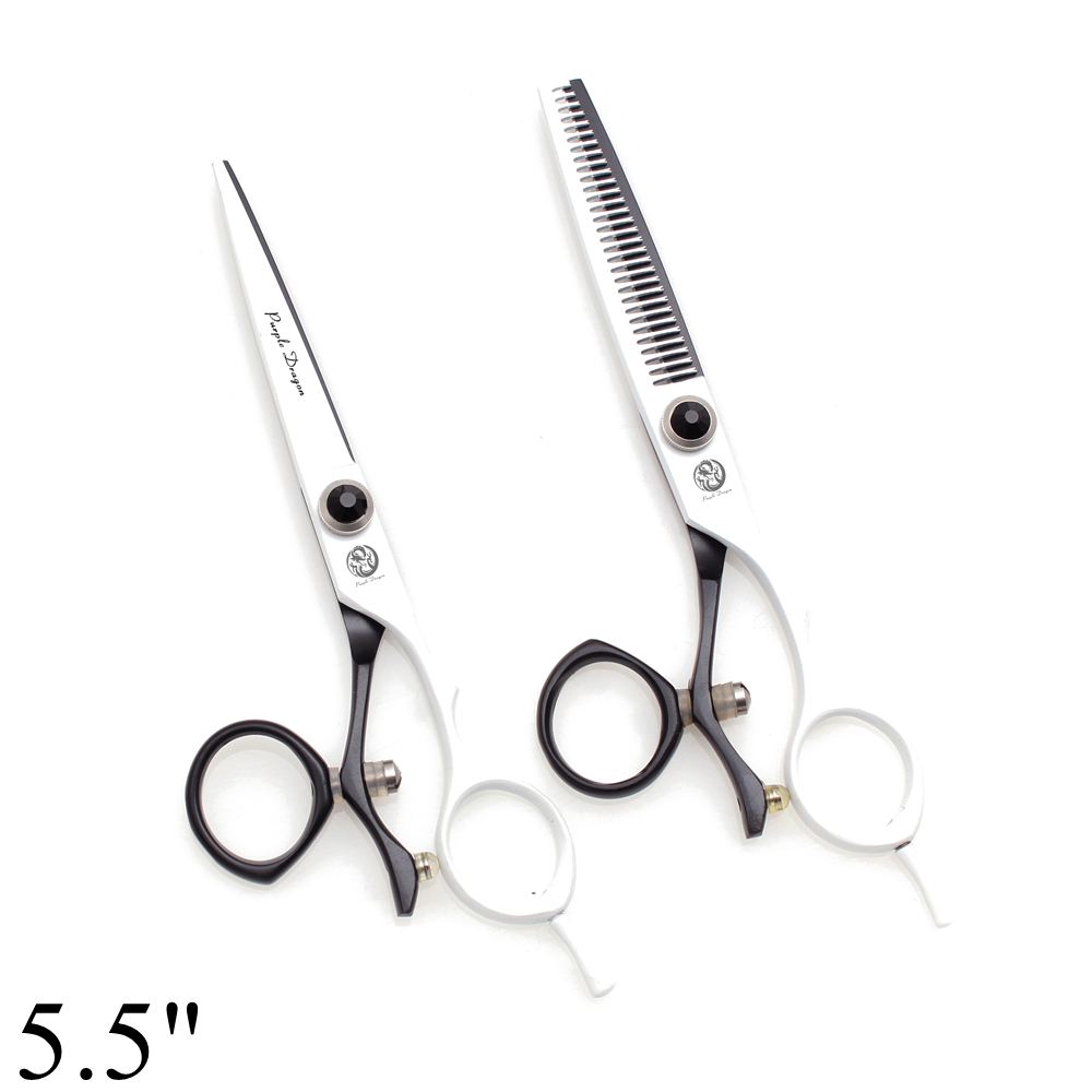Tijeras profesionales de peluquería 5,5 "6" dragón púrpura JP 440C tijeras de corte de pelo de pulgar giratorio tijeras de adelgazamiento de peluquero Z9019: Gris oscuro
