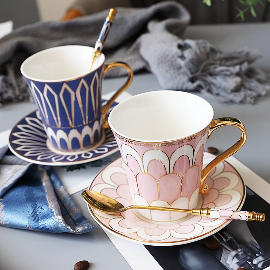 Porcelana Espana taza De café y platillo De lujo real De China De hueso Tazas De Ceramica Creativas porcelana Espresso taza De lujo