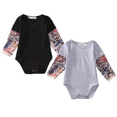 Newborn Toddler Kids Baby Boy Romper Jumpsuit Little Boys Rompers Long sleeve Tattoo printing Baby girl boys clothing Outfits