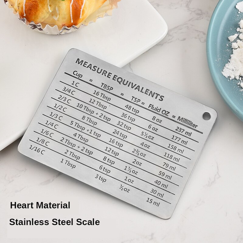 Stainless Steel Scale Plate Baking Unit Conversion Table Measuring Spoon Measuring Cup Control Ruler Baking Utensils