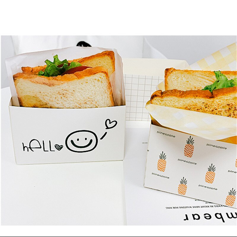 Wegwerp Sandwich Verpakking Gladde Ei Dikke Ei Toast Papierlade Hamburger Ontbijt Verpakking