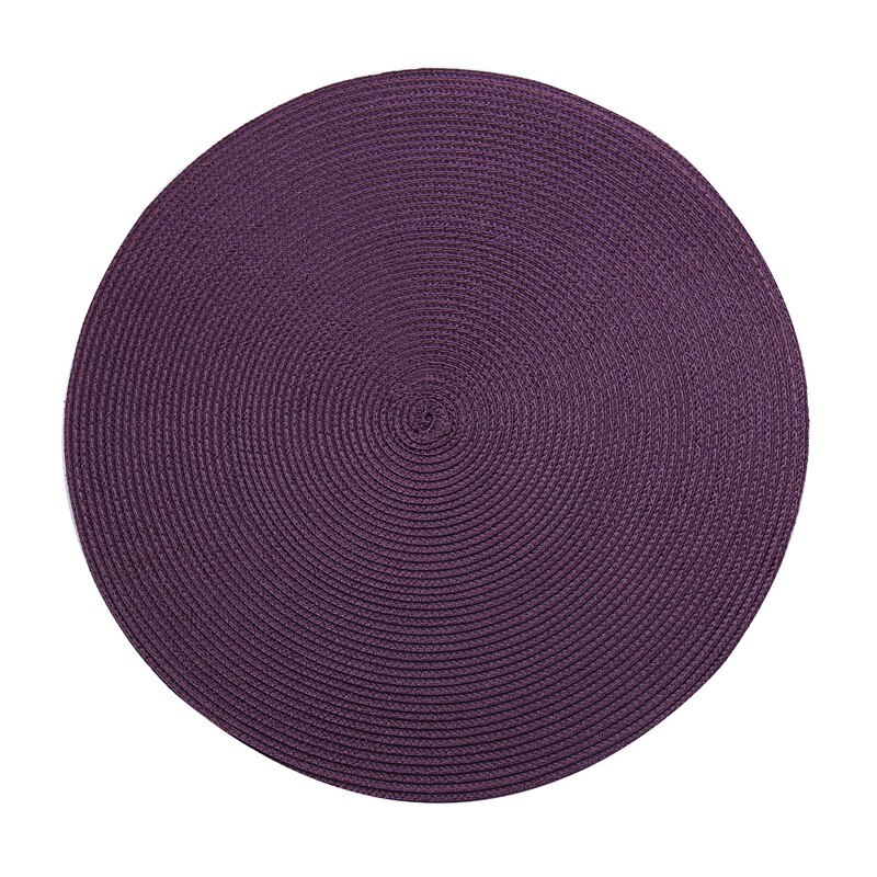 Napperon de Table rond en plastique PP tissé, tapis de Table à manger thermo-isolant, porte-Pot, sous-verres, accessoires de cuisine: purple