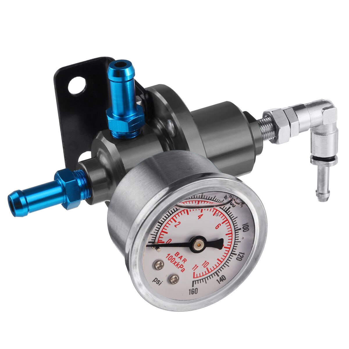 Régulateur de pression à carburant réglable universel | Avec Kit de jauge en aluminium rouge/bleu/or/argent/noir/titane