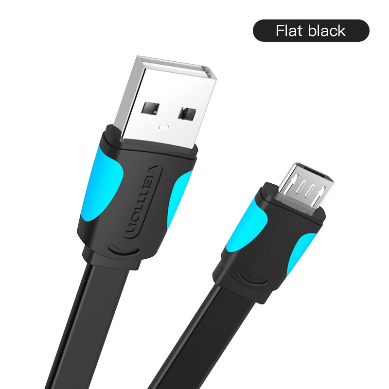 Micro USB Cable 2.4A Fast Charging USB Data Cable Mobile Phone Charging Cable for Samsung Huawei HTC Android Tablet Cable 1m 3m: Flat cable black / 0.5m