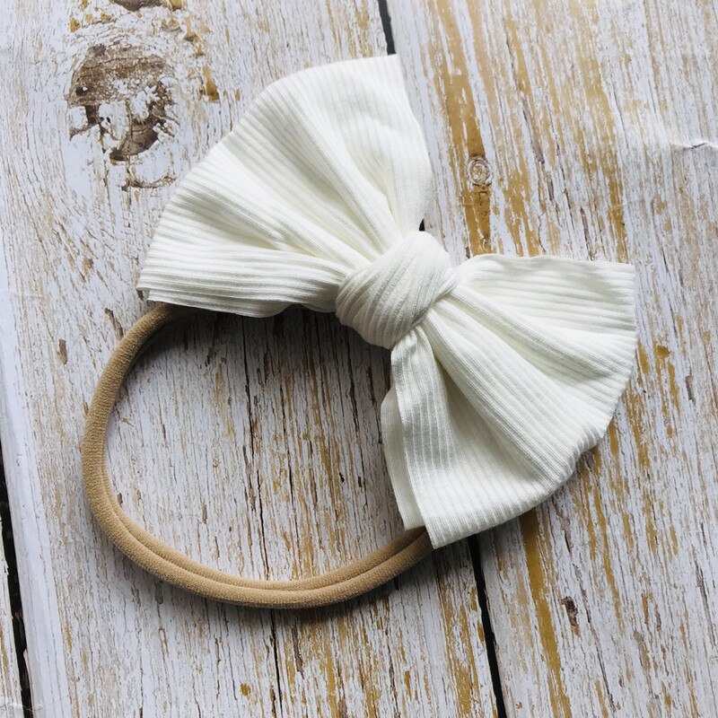 Xcqgh Mode Pasgeboren Hoofdband Peuter Baby Meisje Streep Haarband Effen Kleur Nylon Elastische: WHITE