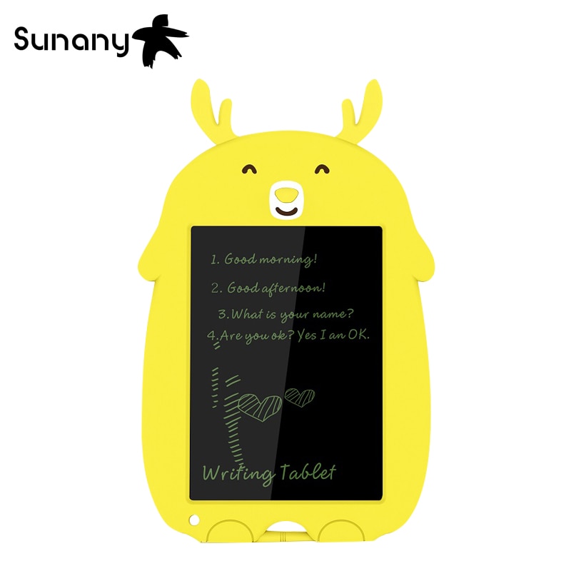 Sunany 8.5 Inch lcd writing tablet cartoon Drawing Electronic Handwriting Pad reusable eco-friendly cute kids Writing Board: Yellow