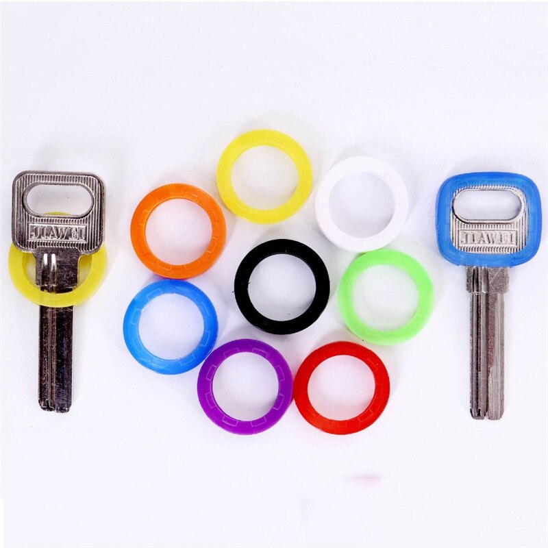 8Pcs/16Pcs Gemengde Kleur Hollow Rubber Key Covers Multi Kleur Ronde Zachte Siliconen Sleutels Sloten Cap Elastische topper Sleutelhanger