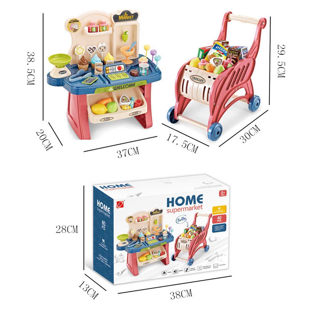 Simulazione per bambini carrello carrello giocattolo taglio frutta e verdura supermercato shopping impostato da gioco in plastica