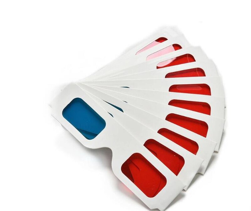 Universal 10 Pairs * Paper 3D Glasses View Anaglyph Red & Blue Frame Glasses For Movie Video EF