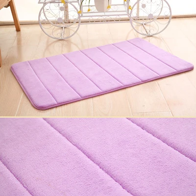 Alfombra de absorción de agua de 40x60cm, felpudo absorbente para interiores, espuma viscoelástica peluda, lana de Coral, antideslizante, alfombrillas para puerta de baño: Morado