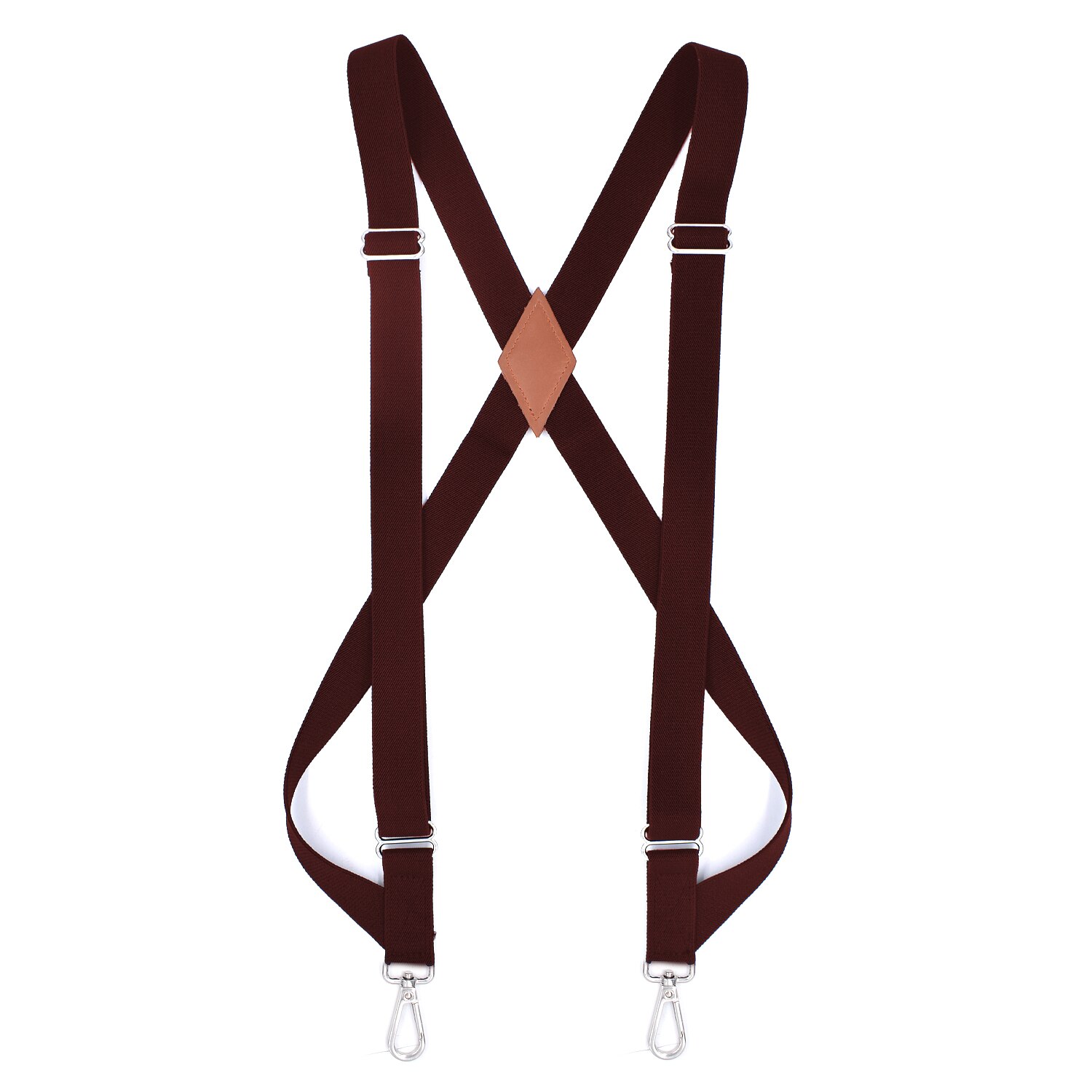 Sideclips trucker seler til mænd arbejder 2.5cm brede x-ryg med 2 karabinhager justerbare elastiske kraftige bukseseler sort: Mørkebrun