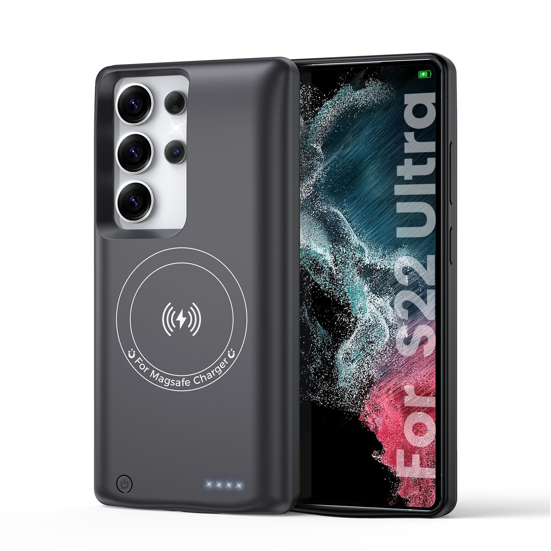 Batteria ausiliaria per Samsung Galaxy S22 S23 S24 S25 Ultra S25 Plus Custodia caricabatteria wireless magnetica Power Bank: rosa