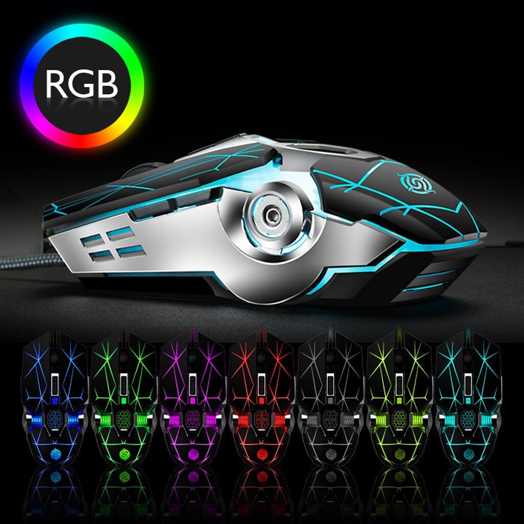 Gaming Mouse 8D 3200DPI Adjustable Wired Optical LED Computer Mice USB Cable Silent Mouse for laptop PC#40