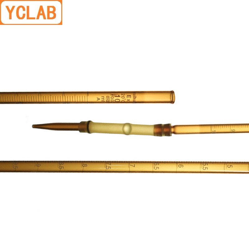 YCLAB 100mL Burette with Rubber Tubing Connection Brown Amber Glass Head and Tip for Alkali Class A Lab Chemistry Equipment