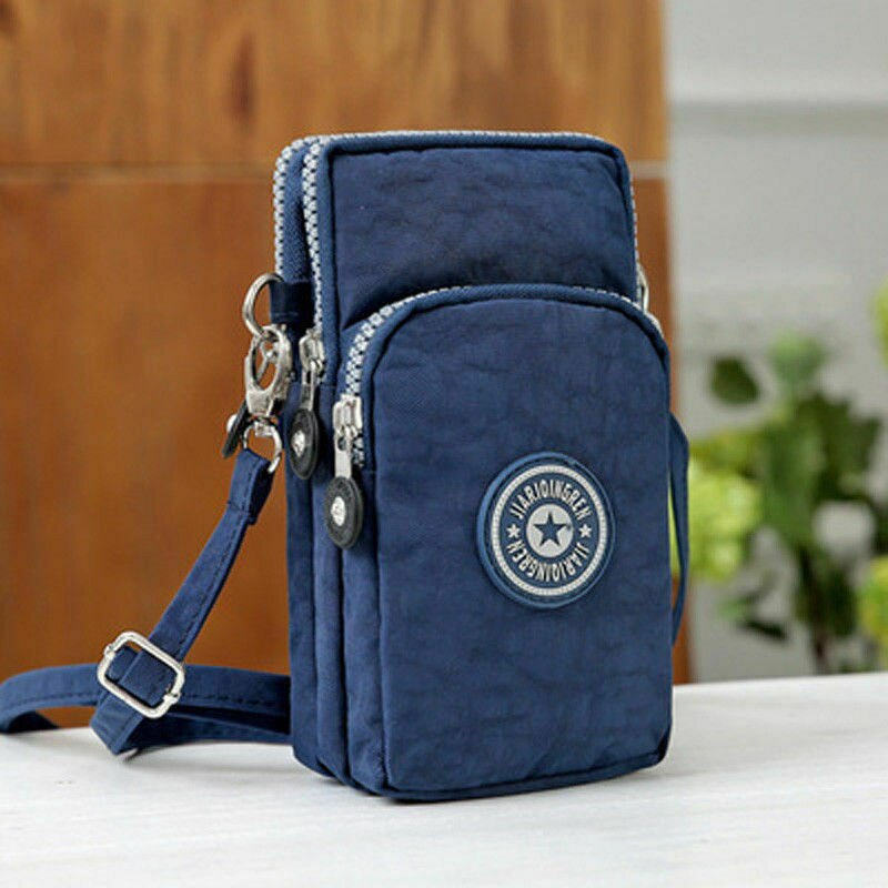 Draagbare Opbergtas Cross-Body Mobiele Telefoon Schoudertas Pouch Case Riem Handtas Portemonnee Portemonnee Portemonnees: Blauw