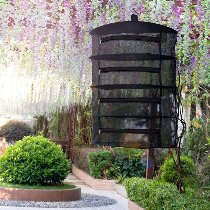 Big Herb Drying Rack Net 2 Pack 4 Layer 2Ft Herb Dryer Mesh Hanging Dryer Net with Zipper (Black)