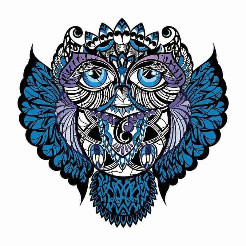 Künstlerische Tier Holz Puzzle Bull Katze Eule Cock Holz Jigsaw Puzzle Holz Puzzle Pädagogisches Spielzeug Für Kinder Erwachsene: Owl A3