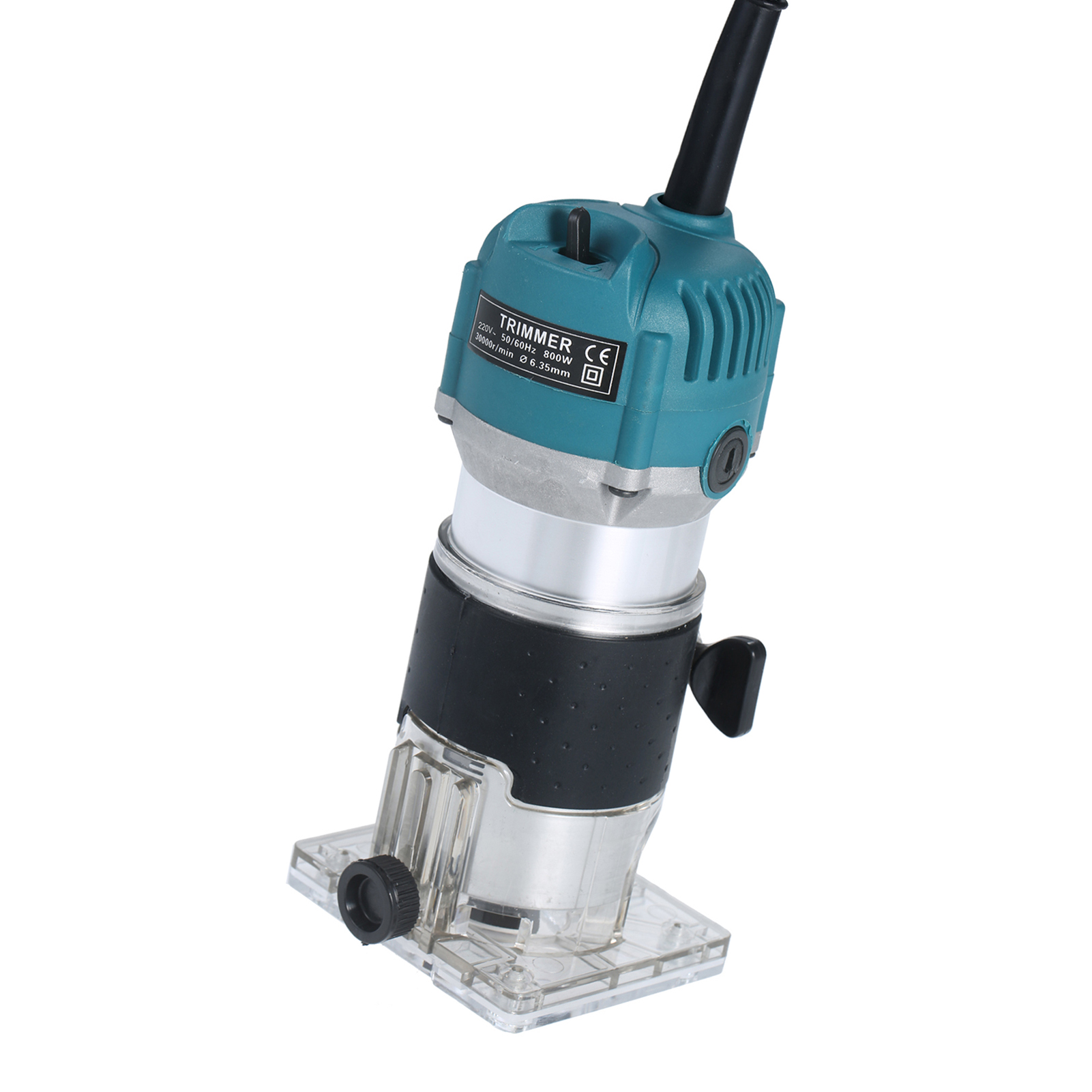 800W Trim Router 30000r/minTransparent Base Edge Guide Wood Laminate Electric Trimmer Compact Palm Router Corded for Woodworking: US plug with no Box