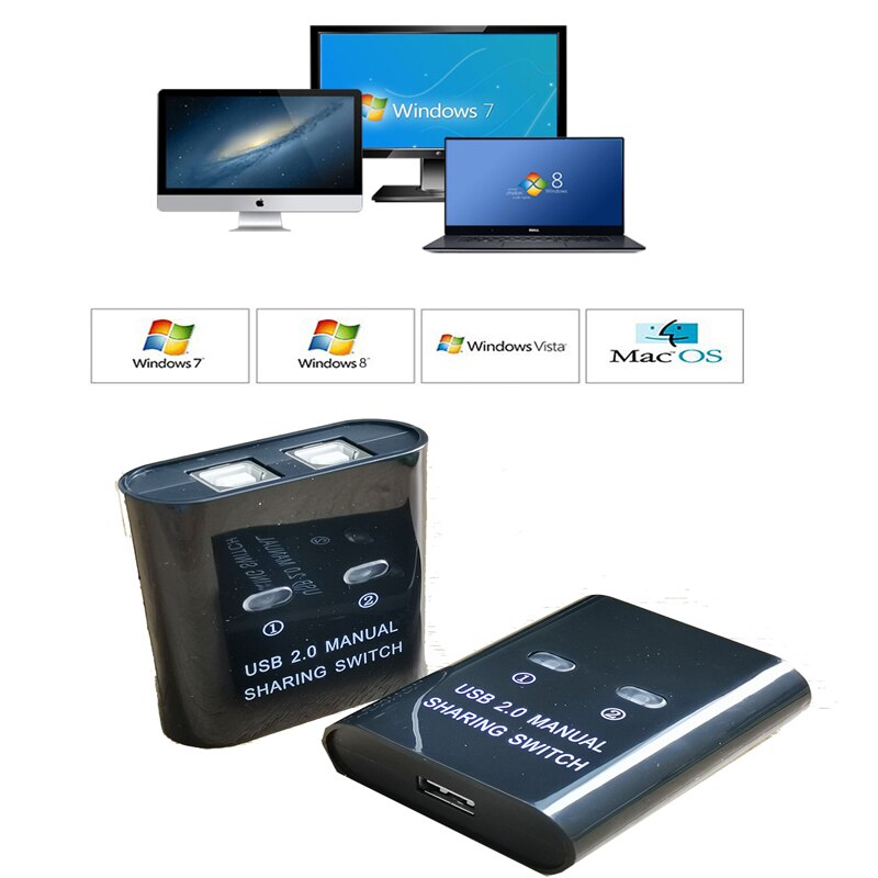 USB 2.0 Sharing switch usb hub 2 pc share 1 USB device 2 computersShared keyboard mouse U disk,