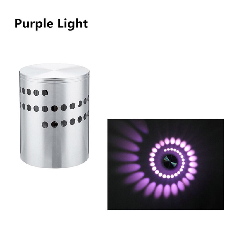 Modern 3W Spiral LED Wall Sconce Ceiling Light Walkway Bedroom Porch Hotel Lamp Led Wall Lamp: purple