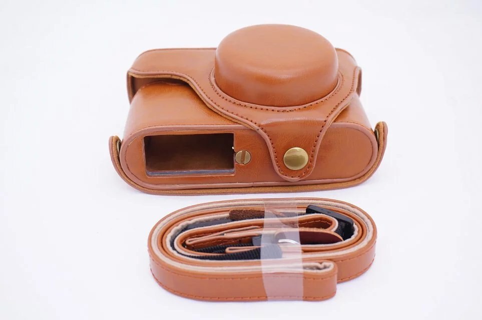 Jahrgang Video kamera tasche für Leica X1 X2 X-1 X-2 digitalkamera PU leder kamera tasche mit trageriemen nehmen batterie direkt: Braun