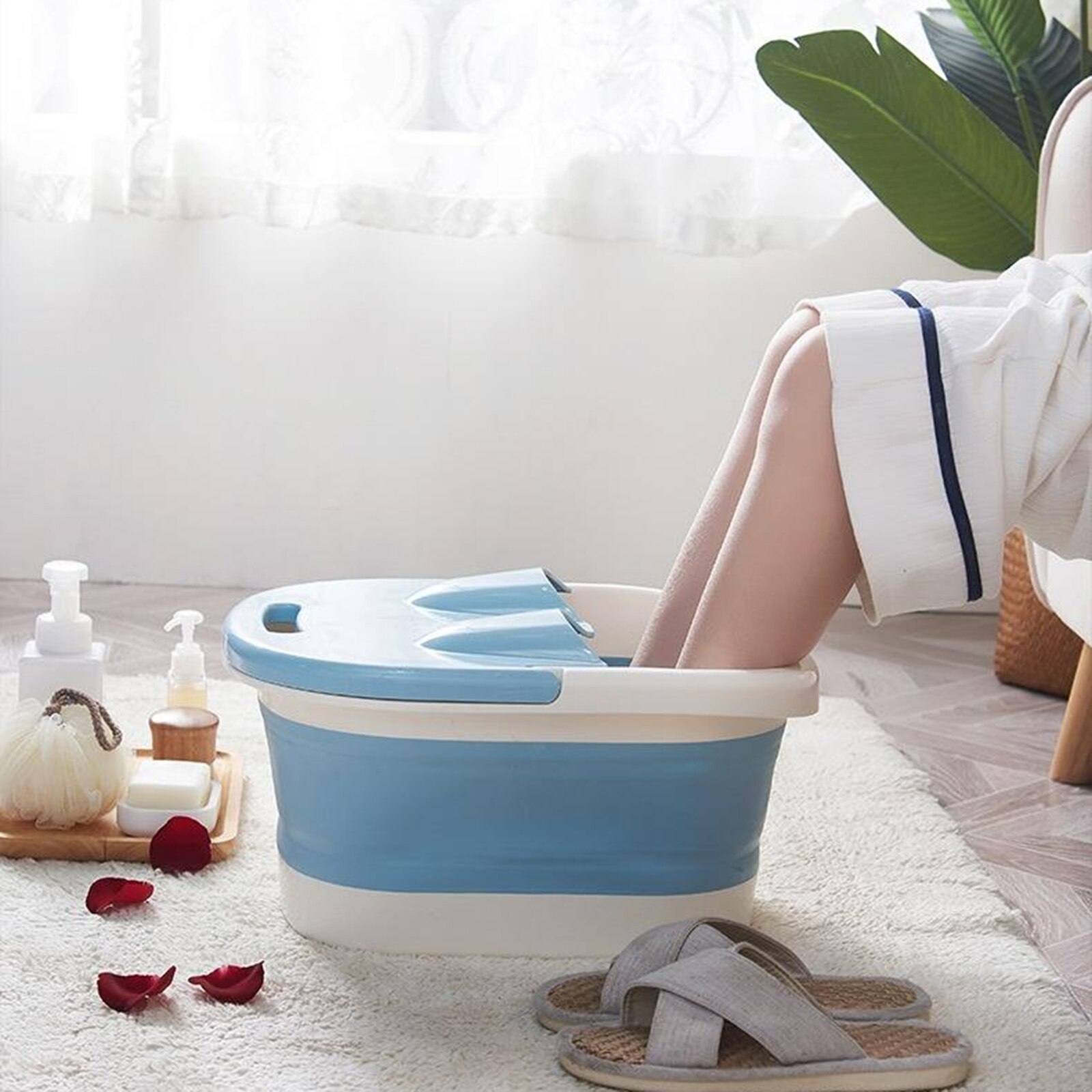 Pie bañera de baño de pie bañera en casa Spa Tina para pedicura portátil plegable de baño de pie de cumpleaños de Año