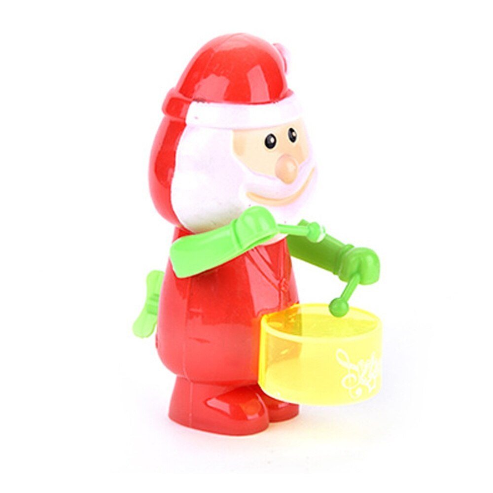 1Pcs Mini Cute Clockwork Wind-Up Drummer Toy Mini Christmas Santa Claus Mechanical Plastic Toy Collectible Christmas