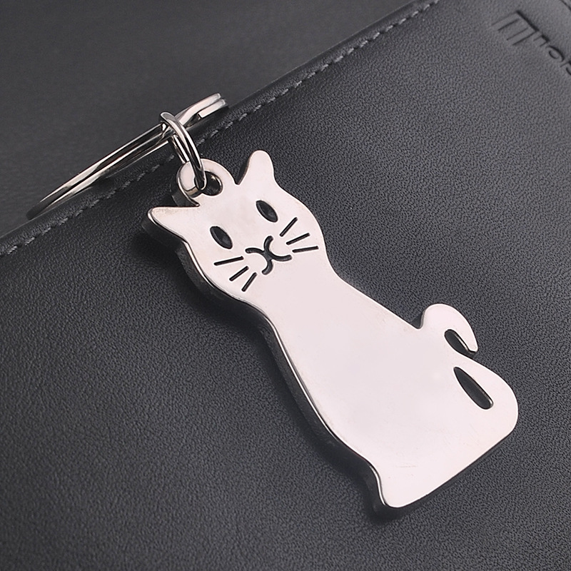 Katt nyckelring söt nyckelring för kvinnor kattunge lucky cat nyckelring nyckelhållare herr bil portachiavi chaveiro llaveros väska berlock  s056: 2