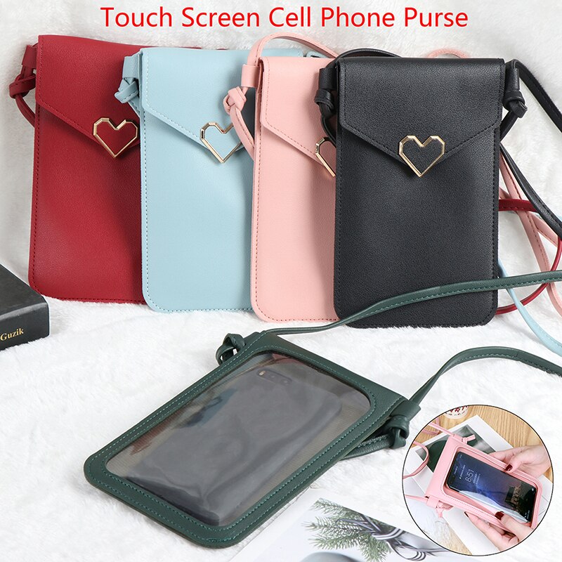 Touch Screen Vrouwen Tas Mobiele Telefoon Smartphone Portemonnee Lederen Schouderband Tas